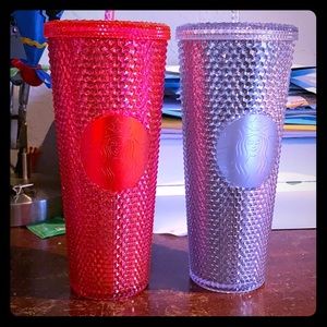 Starbucks Pink and Silver Studded Holiday Cup